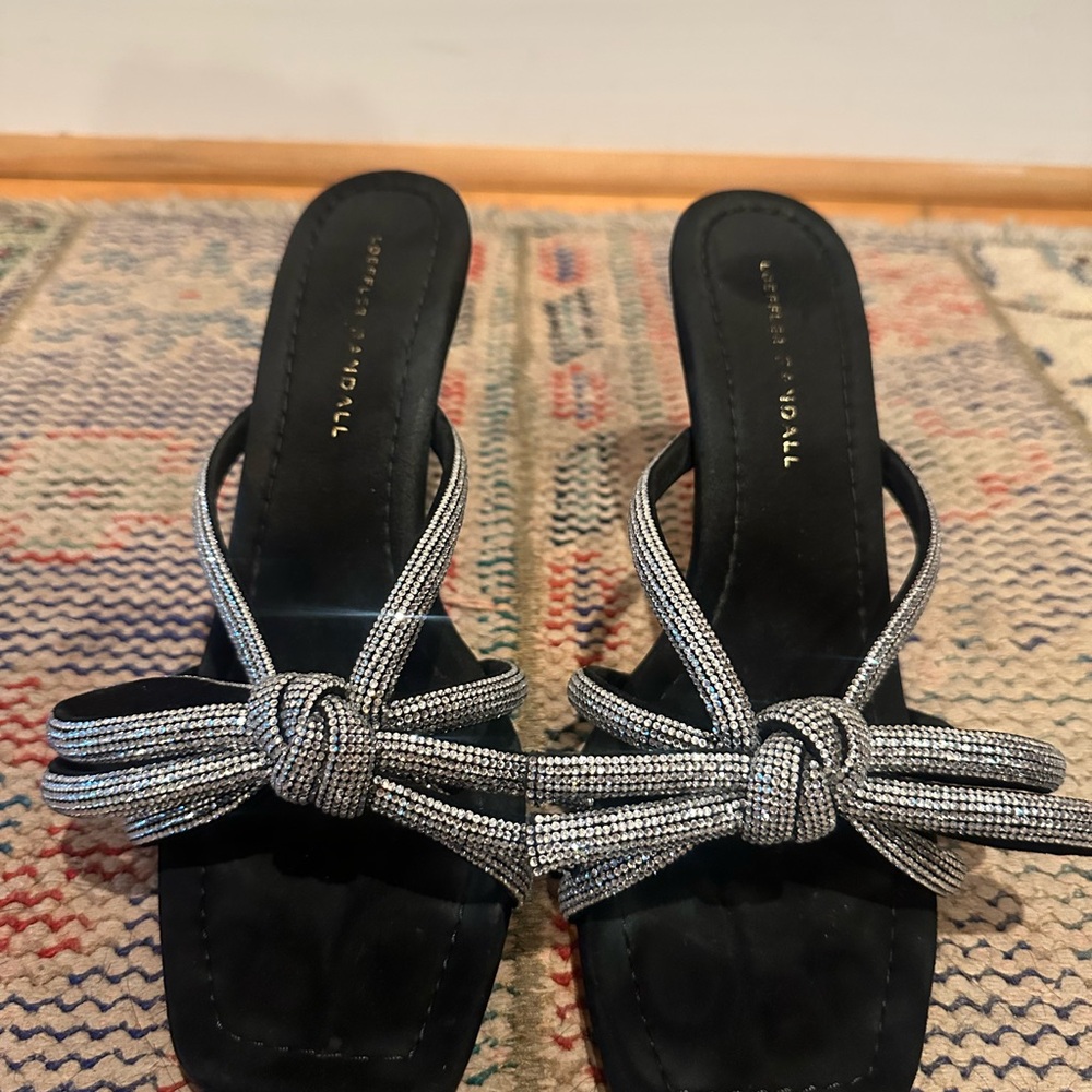 Loeffler Randall Black and Silver Knotted Heels